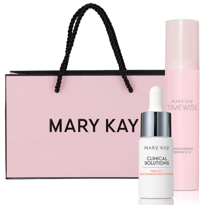 Clinical Solutions сығындыларының екі құтысы және Қалпына келтіруші сығынды TimeWise Mary Kay С Е құтысы
